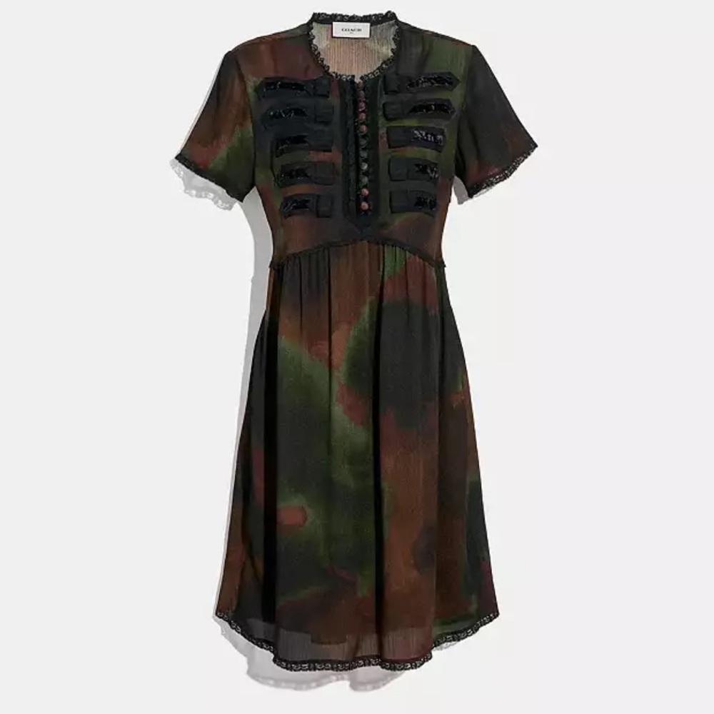Coach Tie Dye Print Military Dress